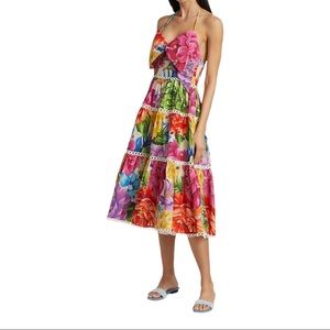 NWT Farm Rio Rainbow Chita Flower Midi Dress Sz L